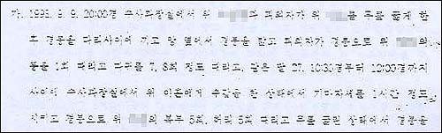 지난 99년 육군본부 검찰부는 이00 하사가 헌병 수사관계자들을 독직폭행으로 고소한 사건에 대해 기소유예 판결을 했다. 하지만 검찰부는 '사실과 이유'에서 헌병이 총기 분실 수사과정에서 자행한 고문 등에 대해 사실로 확인했다. 